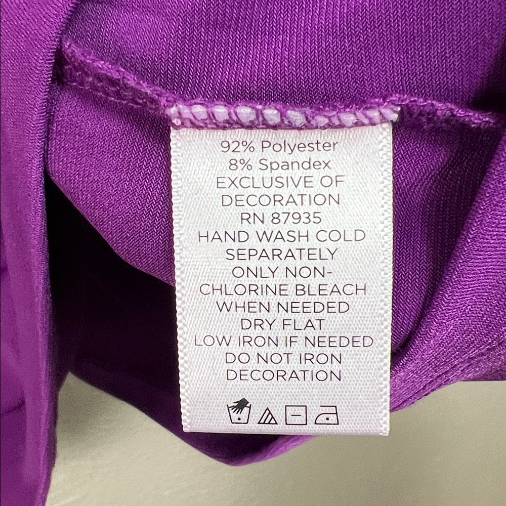 Susan Graver Purple Sleeveless Embellished V-Neckline Top Large - Picture 4 of 5